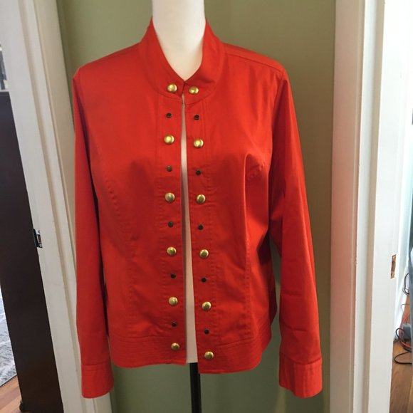 Lane Bryant Orange Jacket wh Gold Button Trim Long Sleeve sz 16 - Picture 1 of 7
